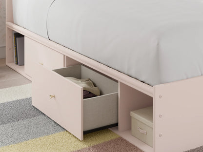 Wistenpine - Blush - Twin Upholstered Panel Bed With Side Storage-8