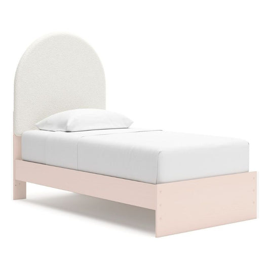 Wistenpine - Blush - Twin Upholstered Panel Bed With Side Storage