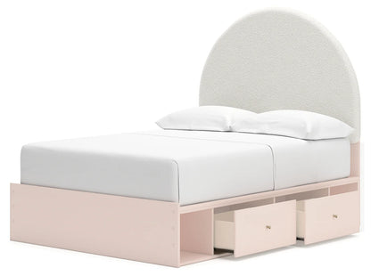 Wistenpine - Blush - Full Upholstered Panel Bed With Side Storage