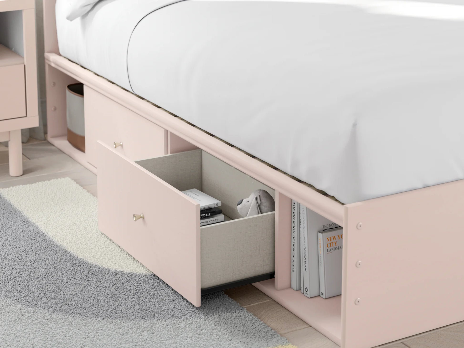 Wistenpine - Blush - Full Upholstered Panel Bed With Side Storage