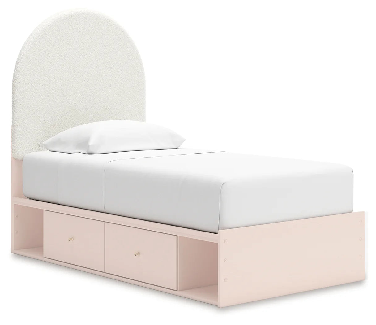 Wistenpine - Blush - Twin Upholstered Panel Bed With Under Bed Storage