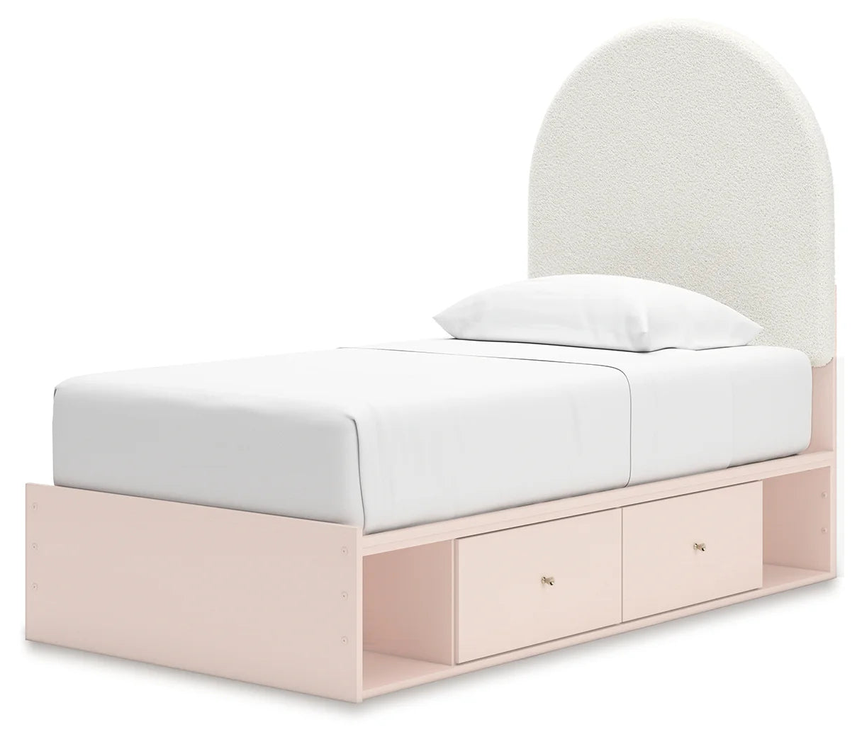 Wistenpine - Blush - Twin Upholstered Panel Bed With Under Bed Storage-2