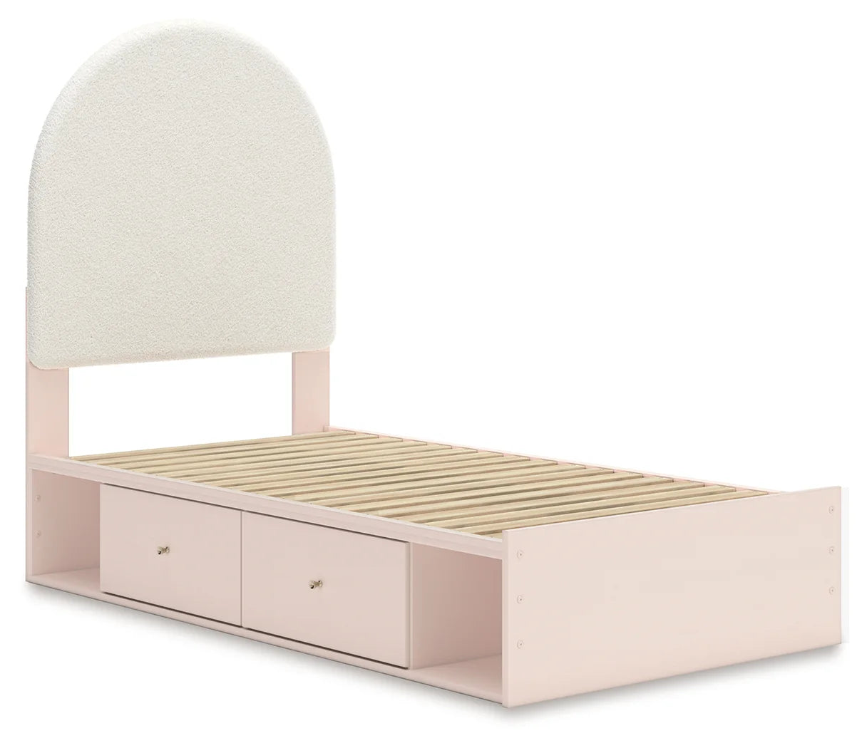 Wistenpine - Blush - Twin Upholstered Panel Bed With Under Bed Storage-3