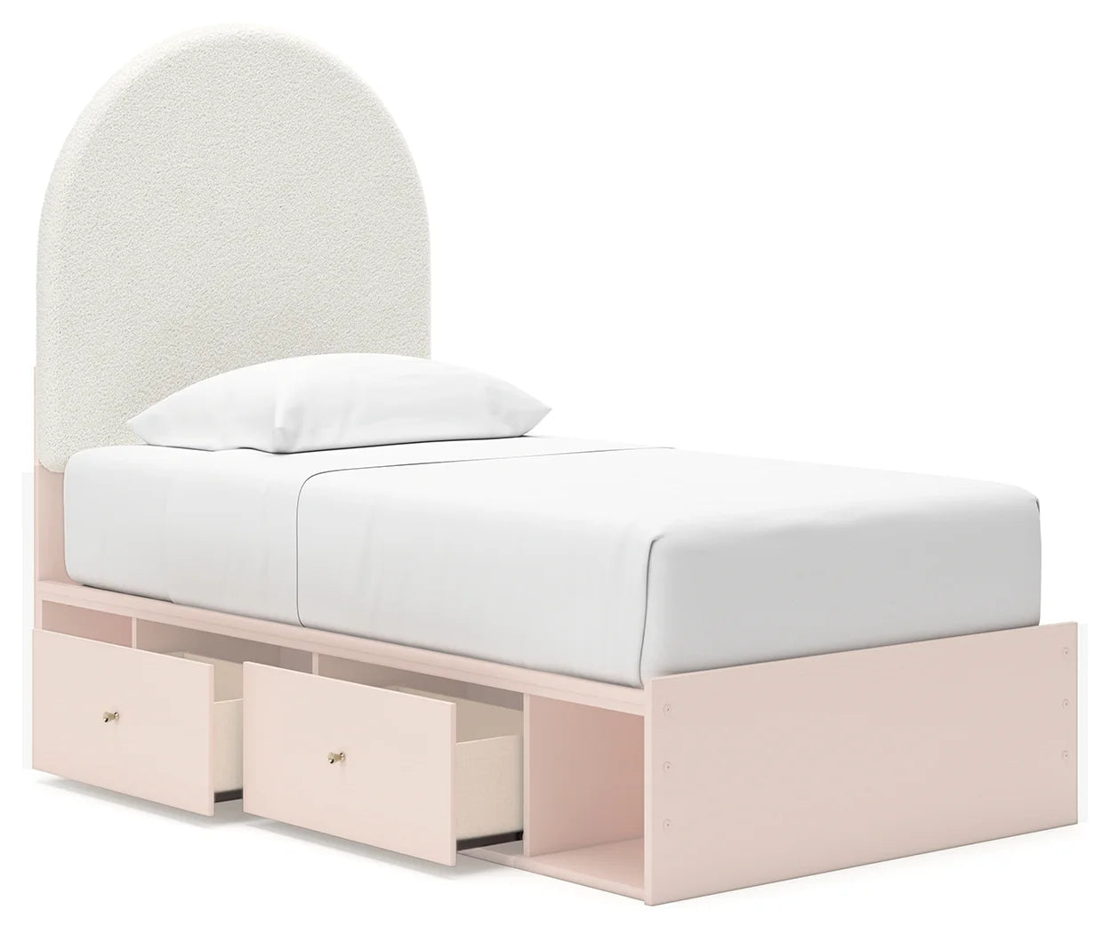 Wistenpine - Blush - Twin Upholstered Panel Bed With Under Bed Storage-4