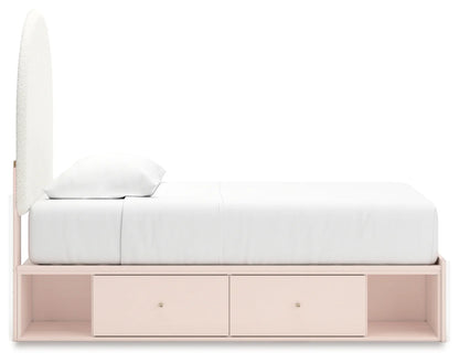 Wistenpine - Blush - Twin Upholstered Panel Bed With Under Bed Storage-8