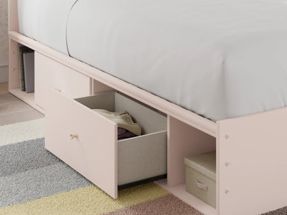 Wistenpine - Blush - Twin Upholstered Panel Bed With Under Bed Storage-9