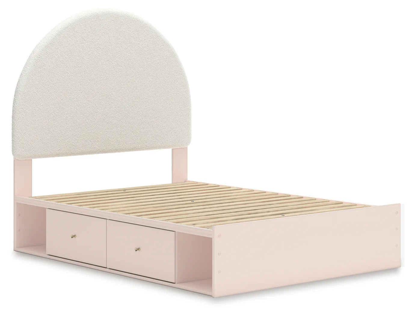 Wistenpine - Blush - Full Upholstered Panel Bed With Under Bed Storage