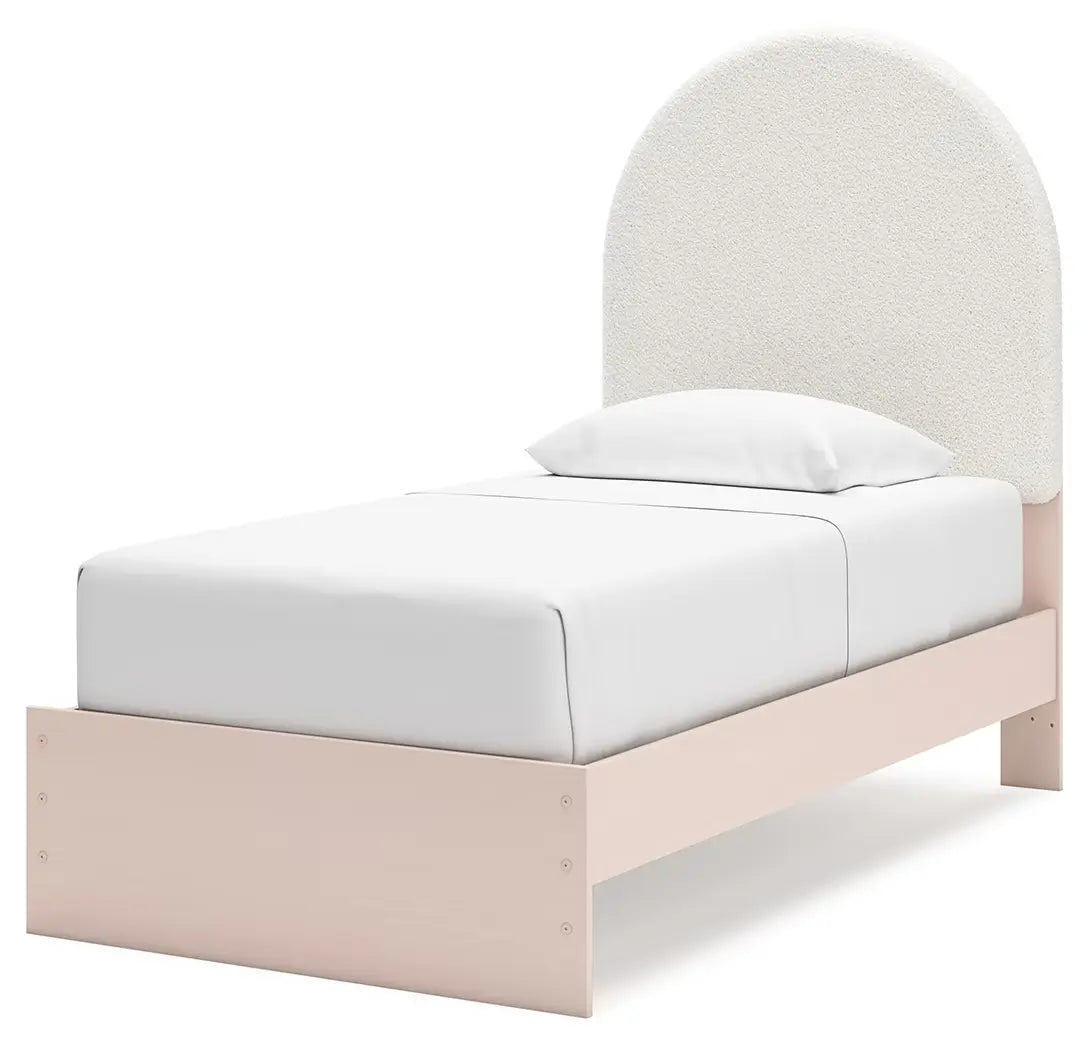 Wistenpine - Blush - Twin Upholstered Panel Bed-3