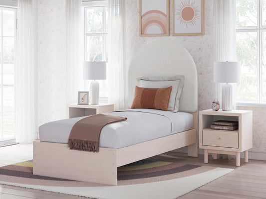 Wistenpine - Blush - Twin Upholstered Panel Bed