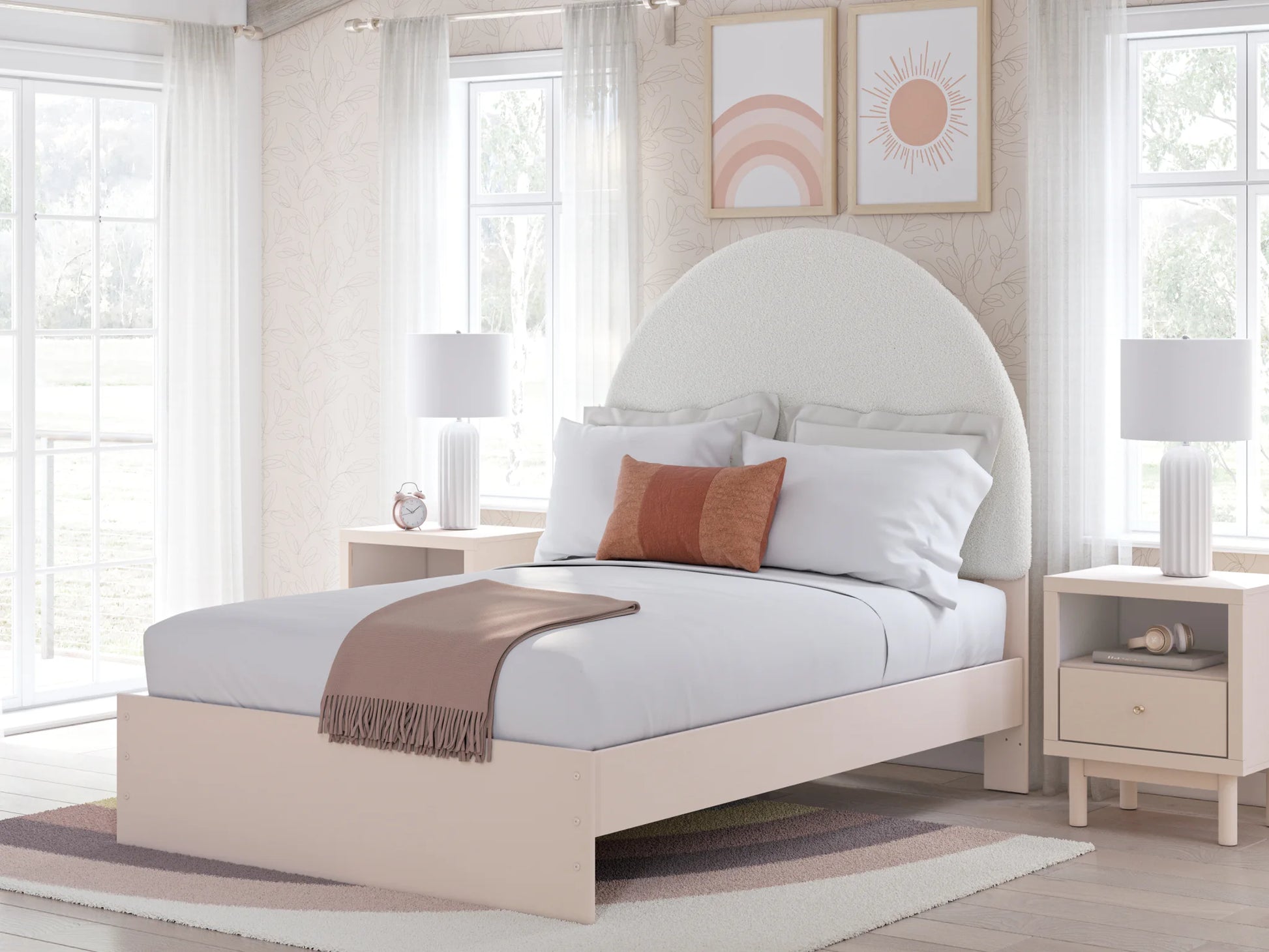 Wistenpine - Blush - Full Upholstered Panel Bed