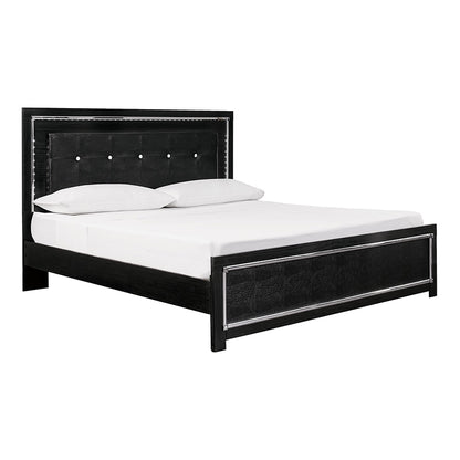 Kaydell - Black - King Upholstered Panel Bed, Roll Slats