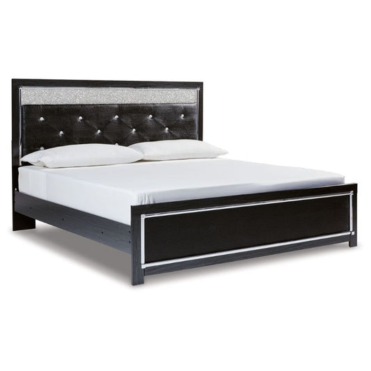 Kaydell - Black - King Upholstered Glitter Panel Bed