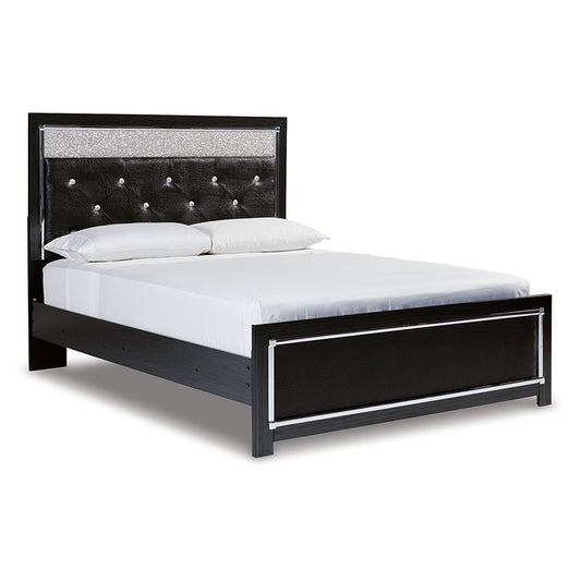 Kaydell - Black - Queen Upholstered Glitter Panel Bed