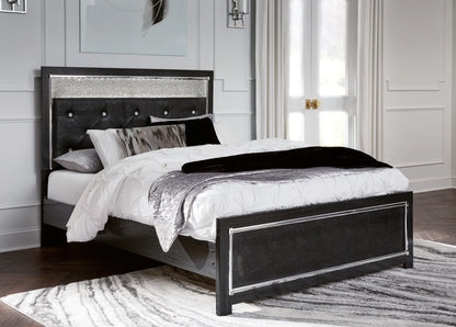 Kaydell - Black - Queen Upholstered Panel Platform Bed