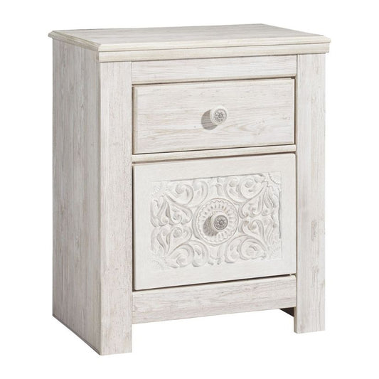 Paxberry - Whitewash - Two Drawer Night Stand