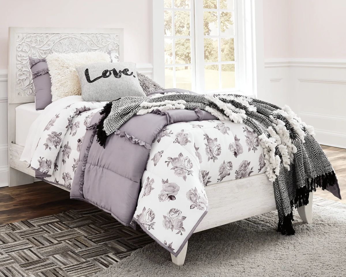 Paxberry - Twin Panel Bed - Whitewash