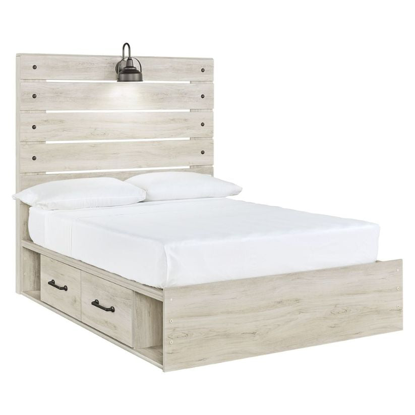 Cambeck - Whitewash - Full Panel Bed With 4 Storage Drawers