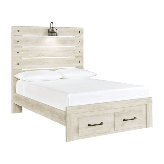 Cambeck - Whitewash - Full Panel Bed With 2 Storage Drawers