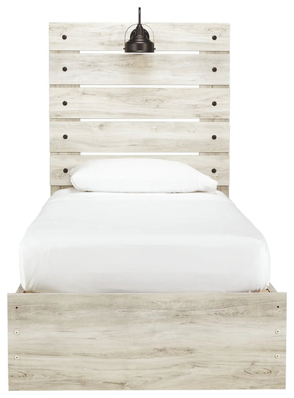 Cambeck - Whitewash - Twin Panel Bed With Side Storage Drawers