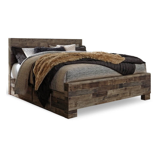 Derekson - Multi Gray - King Panel Bed With 2 Side Storage