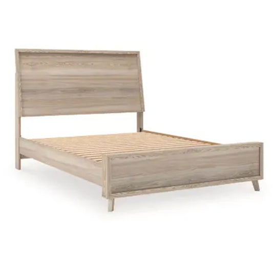 Hasbrick - Tan - Queen Panel Bed With Framed Panel Footboard