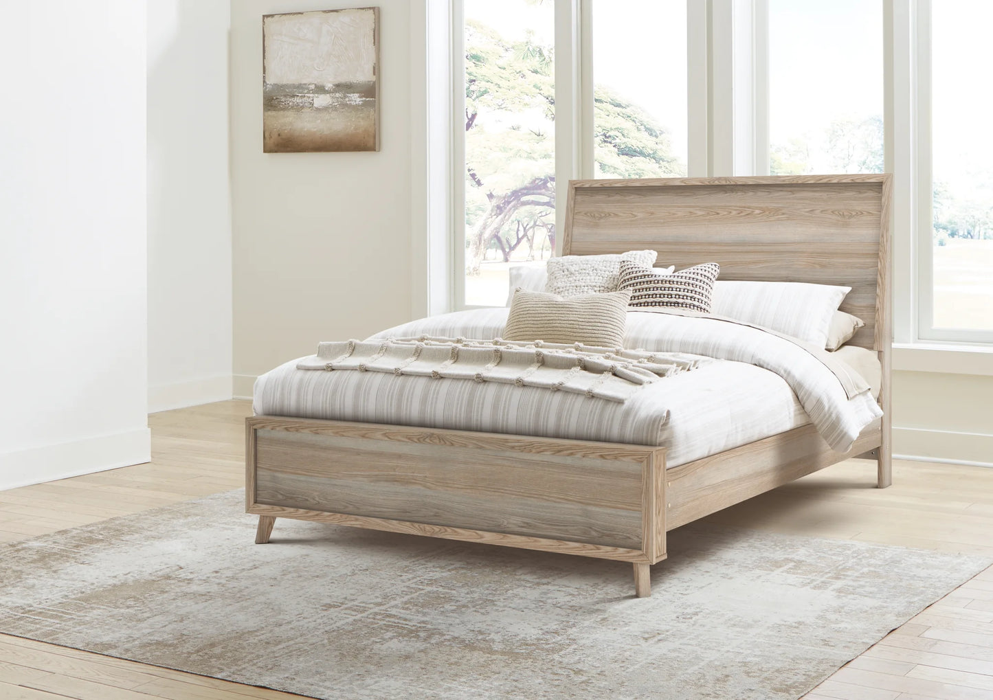 Hasbrick - Tan - Queen Panel Bed With Framed Panel Footboard