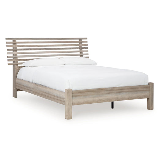 Hasbrick - Tan - Queen Slat Panel Bed