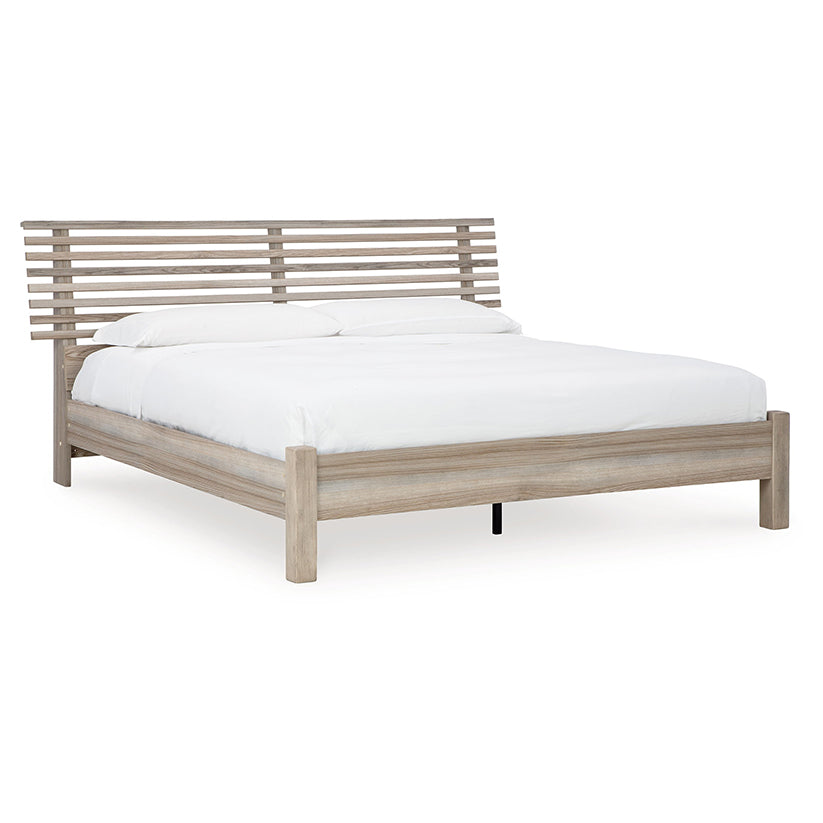 Hasbrick - Tan - King Slat Panel Bed