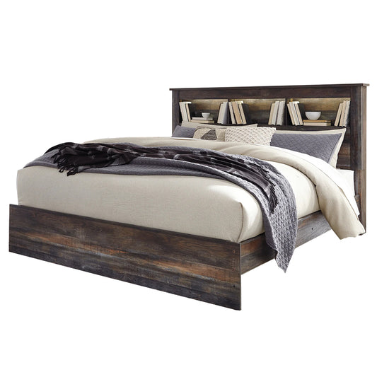 Drystan - Brown / Beige - King Panel Bookcase Bed