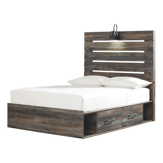 Drystan - Brown / Beige - Full Panel Bed With 2 Side Drawers