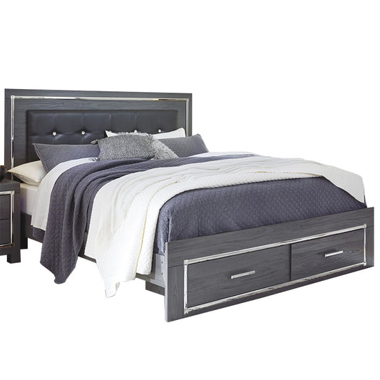 Lodanna - Gray - King Platform Bed With 2 Storage Drawers