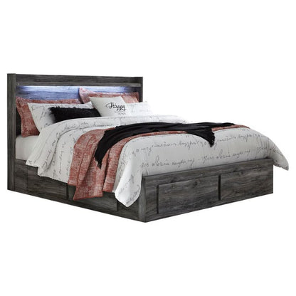 Baystorm - Gray - King Panel Bed With 4 Storage Drawers