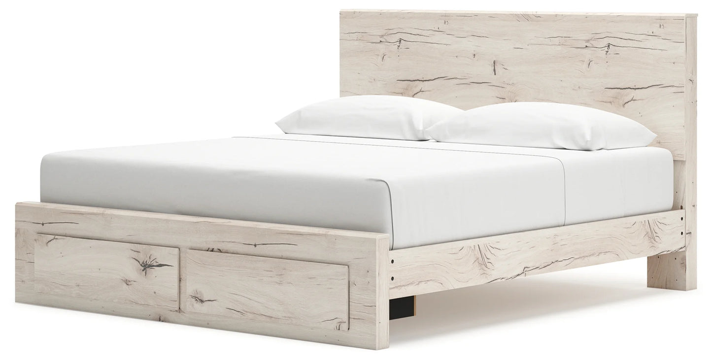 Lawroy - Light Natural - King Panel Bed With Storage Footboard