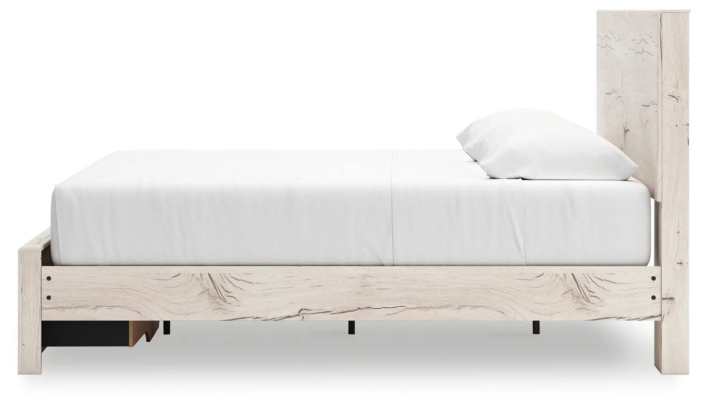 Lawroy - Light Natural - King Panel Bed With Storage Footboard