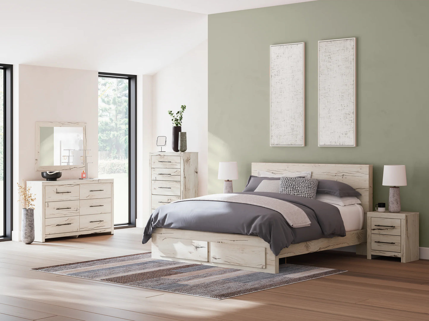 Lawroy - Light Natural - King Panel Bed With Storage Footboard