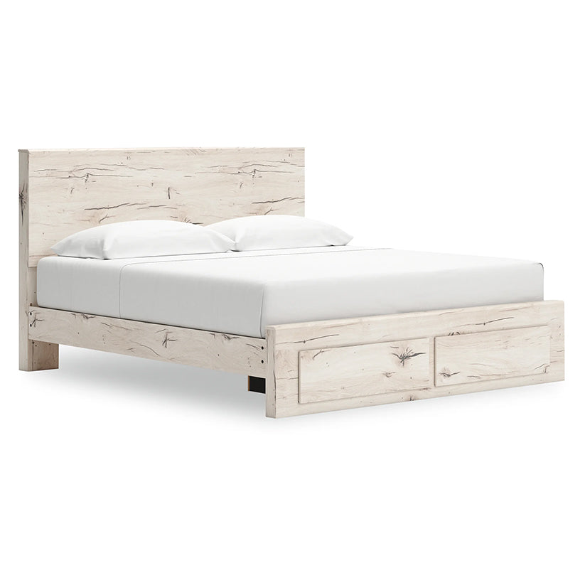 Lawroy - Light Natural - King Panel Bed With Storage Footboard
