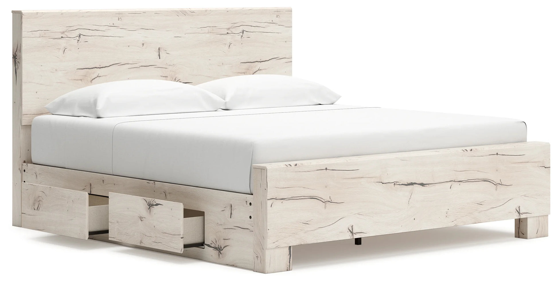 Lawroy - Light Natural - King Panel Bed With Under Bed Storage