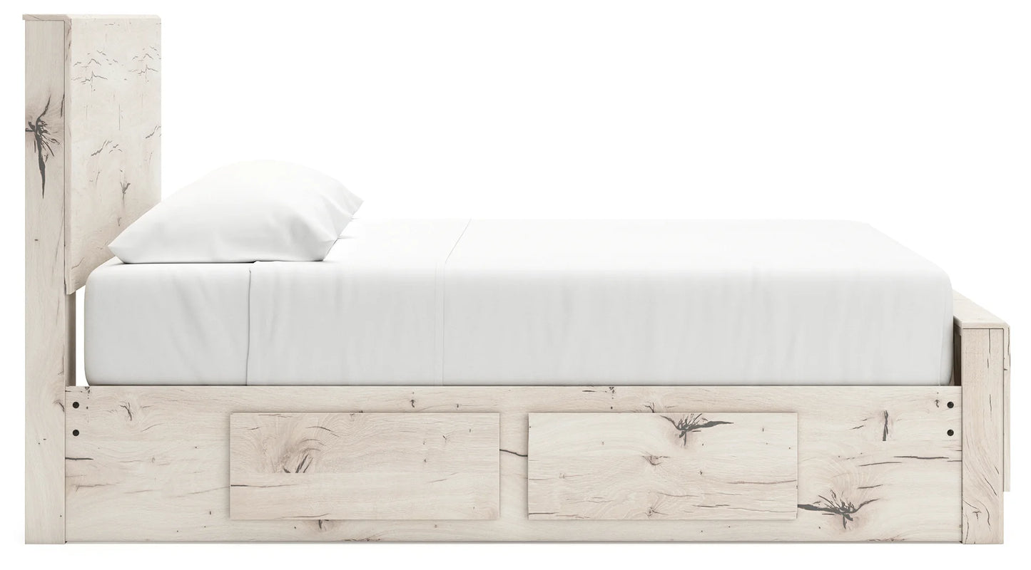 Lawroy - Light Natural - King Panel Bed With Under Bed Storage