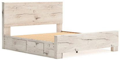 Lawroy - Light Natural - King Panel Bed With Under Bed Storage