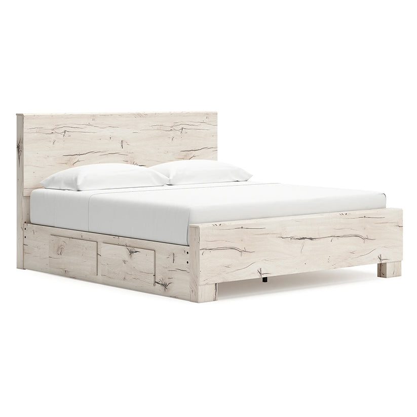 Lawroy - Light Natural - King Panel Bed With Under Bed Storage