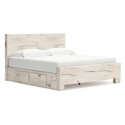 Lawroy - Light Natural - King Panel Bed With Under Bed Storage