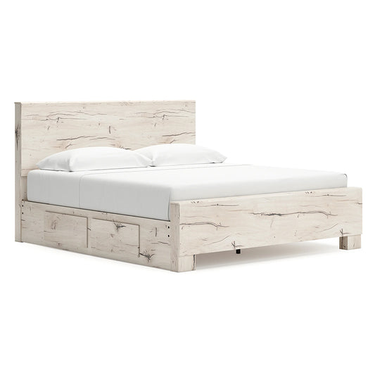 Lawroy - Light Natural - King Panel Bed With Under Bed Storage