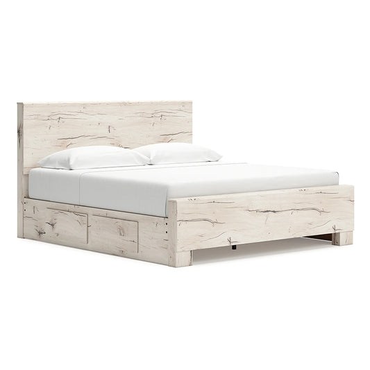 Lawroy - Light Natural - King Panel Bed With 2 Under Bed Storage Units