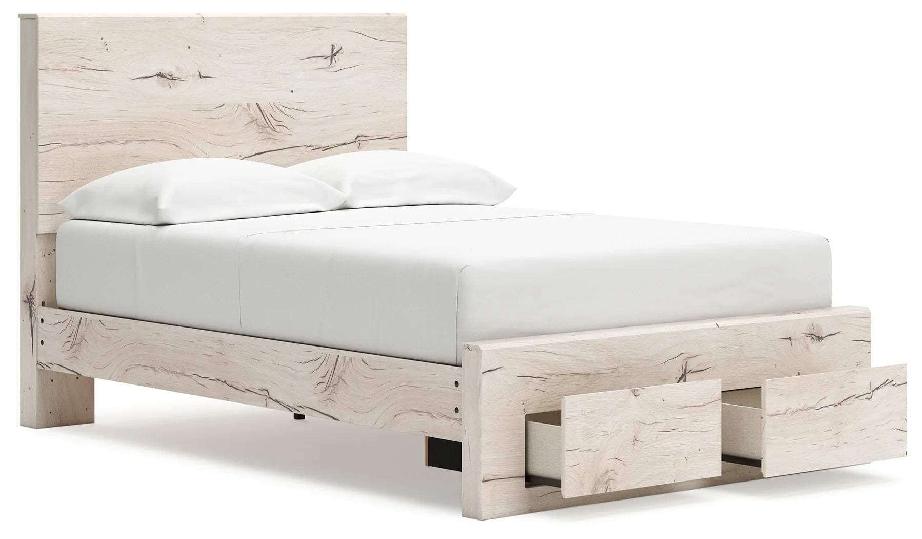 Lawroy - Light Natural - Full Panel Bed With Storage Footboard