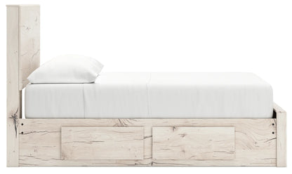 Lawroy - Light Natural - Full Panel Bed With Storage Footboard And 2 Under Bed Storage Units