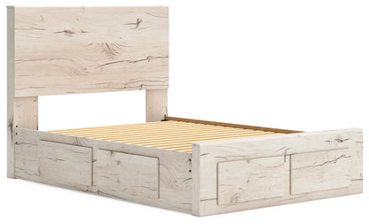 Lawroy - Light Natural - Full Panel Bed With Storage Footboard And 2 Under Bed Storage Units