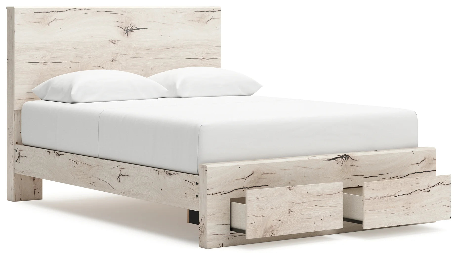 Lawroy - Light Natural - Queen Panel Bed With Storage Footboard