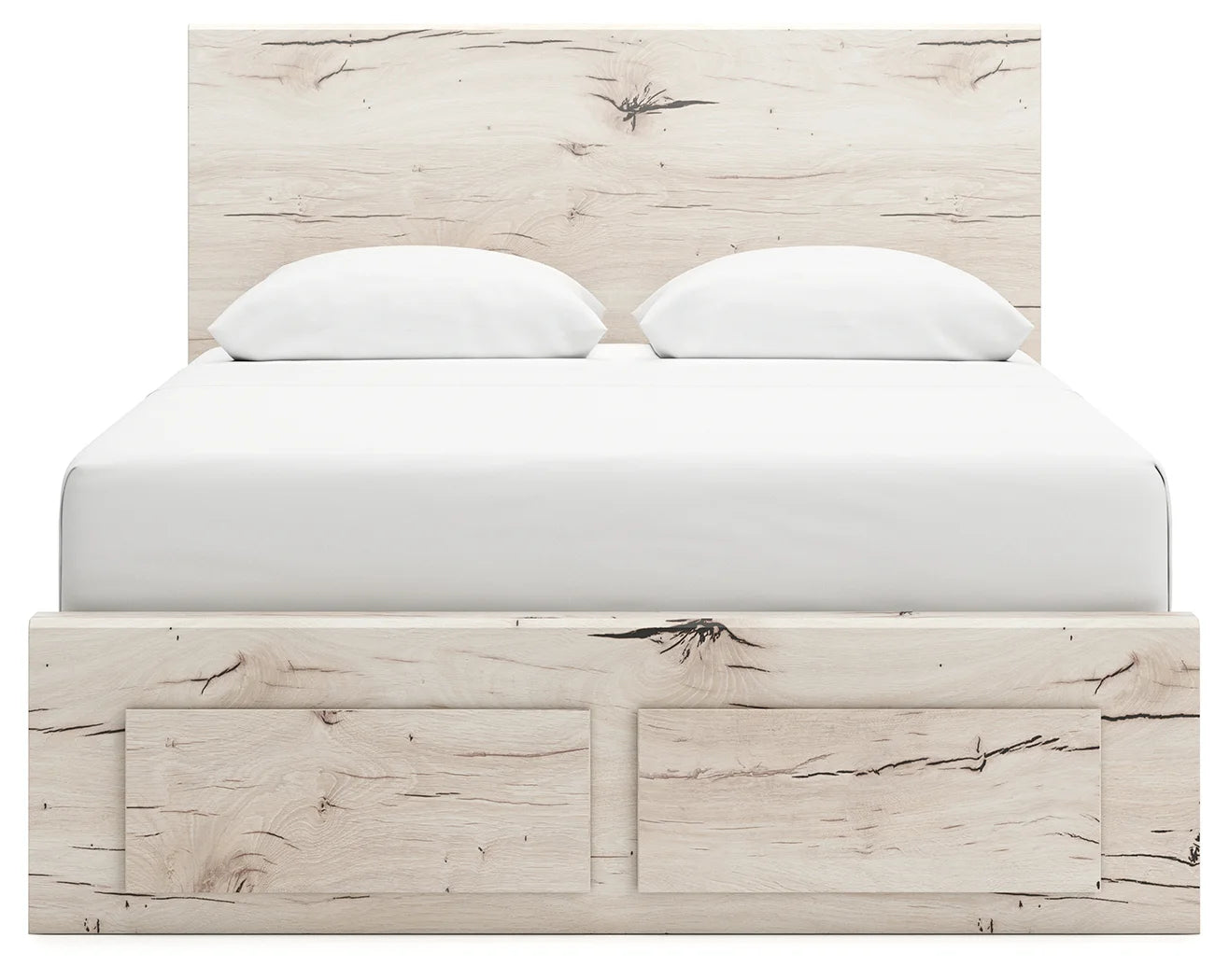 Lawroy - Light Natural - Queen Panel Bed With Storage Footboard