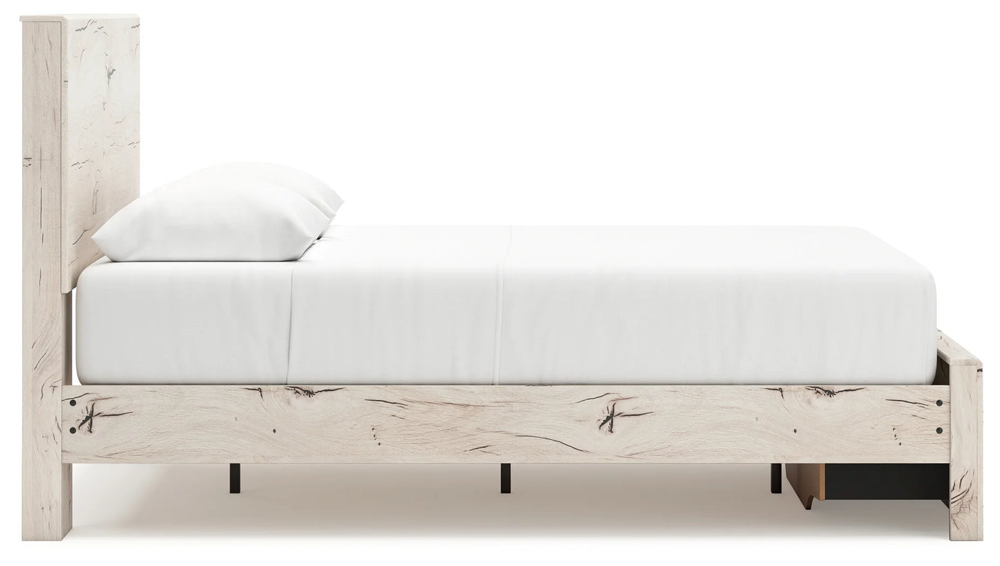 Lawroy - Light Natural - Queen Panel Bed With Storage Footboard