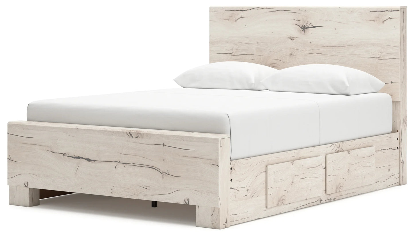 Lawroy - Light Natural - Full Panel Bed With 2 Under Bed Storage Units